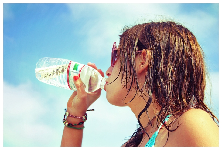 female drinking water